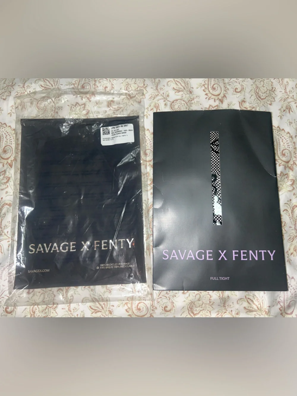 NIP Savage X Fenty Black Caviar Ribbon Full Tights